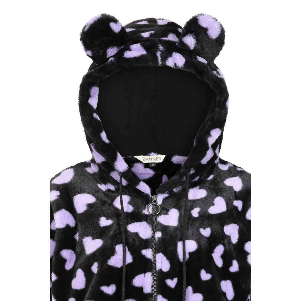 Banned - Nanami Veste zip Ã  capuche - Noir/Violet